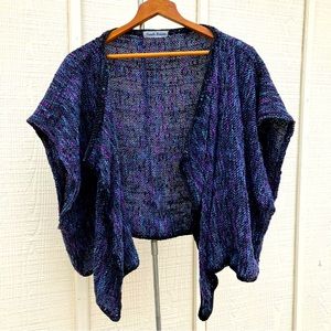 Treadle Designs cropped purple/blue pancho/shrug